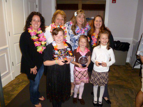 WOODVILLE SCHOOL first grade student Teagan Keon Sparhawk was one of the winners of the Spreading Smiles Award sponsored by the Mary Jo Brown Foundation, a 501c3 charity that recognizes and awards children for their selfless acts. In the front row, from left: Award winners Noelle Gregoire of Haverhill, Teagan and Riley Walsh of Carver.
