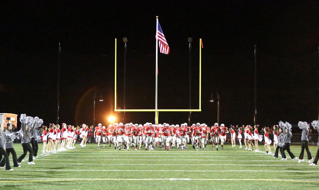 THE WARRIOR football team enjoyed its return to Landrigan Field last week as it shut out Wilmington by a 21-0 score. Wakefield is hoping the home field advantage works again in its favor tomorrow night against Stoneham. (Donna Larsson File Photo)