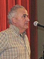 MacKENZIE LANE’S Pat Bruno speaks on warrant Article 12. (Mark Sardella Photo)