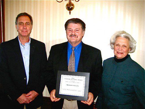 FROM THE LEFT ARE Bill Conley, FOLQ presdent; Mike Collins, Wakefield Town Engineer, and Karen Faler, FOLQ Board of Directors.