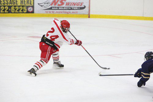 JACK HICKEY is among those who have helped the Melrose Red Raider hockey team reach 6-2-1 in their season. (Donna Larsson photo)