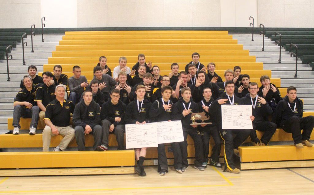 THE LYNNFIELD-NORTH READING co-operative wrestling team won the Division 3 North Sectional Tournament for the third straight year with 206.5 points on Saturday, Feb. 14 at North Reading High School. (Courtesy Photo)