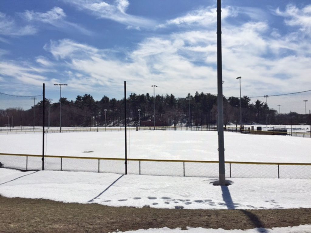 PINE BANKS Park's baseball diamond remains under snow as of Tuesday when this shot was taken. (Mike Gentile photo)