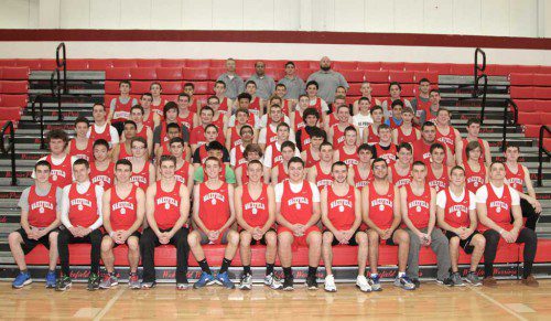 THE WMHS boys’ indoor track team posted a perfect 5-0 record in dual meet competition and captured the Middlesex League Freedom division title. The Warriors also finished second in the Div. 4 state relays and came in sixth overall at the Div. 4 state meet as they had quite a season in 2014-15. (Donna Larsson Photo)