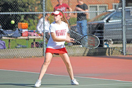 JACKIE PEREIRA will see time in the number one singles spot for the returning 2015 Melrose Lady Raider tennis team. (file photo)