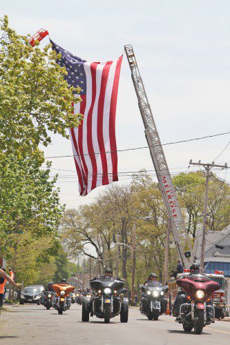 SIXTY SEVEN HUNDRED motorcycles rode in this year’s Boston Wounded Vet Run, making a loop from Revere through Malden, Melrose, Wakefield and Saugus to Suffolk Downs. (Donna Larsson Photo)
