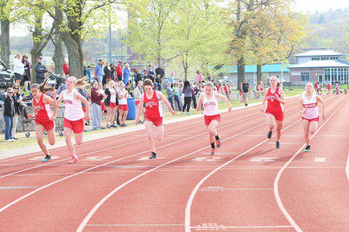 MHS TRACK runners are ready to go. This weekend both the boys' and girls' outdoor track teams will take part in the Div. 3 State Meet at Durfee High. (Donna Larsson photo)