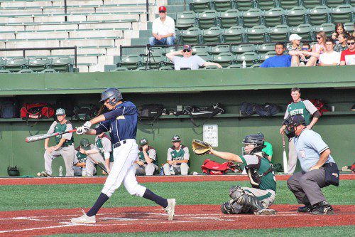 DESIGNATED HITTER Nick Pascucci aims for the fences in the Div. 3 North semifinals against Austin Prep. The senior captain and pitcher was named to the CAL All-League team this season. (Maureen Doherty Photo)
