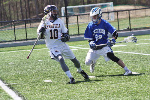 SENIOR CAPTAIN Jon Knee scored two goals during the Pioneers’ 18-2 first round win over Saugus in the Division 3 North state tournament on June 1. (File Photo)