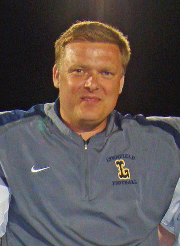 NEAL WEIDMAN has led the Lynnfield Pioneers football team to a record of 56-17 in his first seven seasons. His winning percentage of .767 is the highest among all current CAL football coaches. (Tom Condardo Photo)