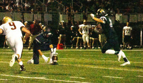 RECORD BREAKER. Dan Bronshvayg moves into his 76th PAT to set a new school career record. He added three more in the win. (Tom Condardo Photo)