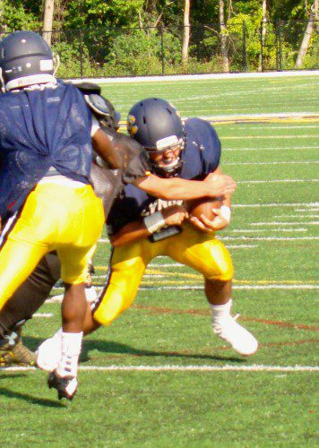 SENIOR Alex Soden breaks loose for a long run against Northeast. He will see action in the backfield on this year's squad, which includes 20 seniors. (Tom Condardo Photo)