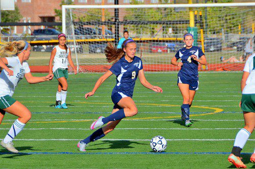 SENIOR CAPTAIN Abbie Weaver (23) had an assist in the Pioneers’ 5-1 victory over Georgetown Oct. 9. (John Friberg Photo)