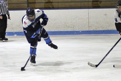 JUNIOR defender Nicole Casaletto clears the zone in the Tanners' 5-0 shutout against Shawsheen Tech last Thursday. (Mark Grant Photo)