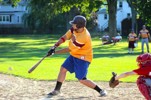 ANTHONY CARACCIOLO kept the rally alive for the Highlife in the fourth inning, as his RBI single made it 8-2. (Dan Pawlowski Photo)