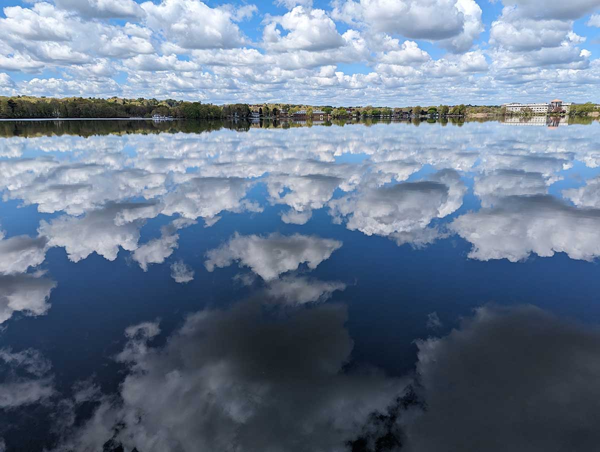 Very still Lake Quannapowitt